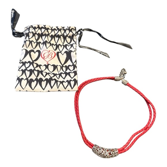 Brighton Red Braided Leather Necklace with Scroll Pendant JB9 - Picture 1 of 4